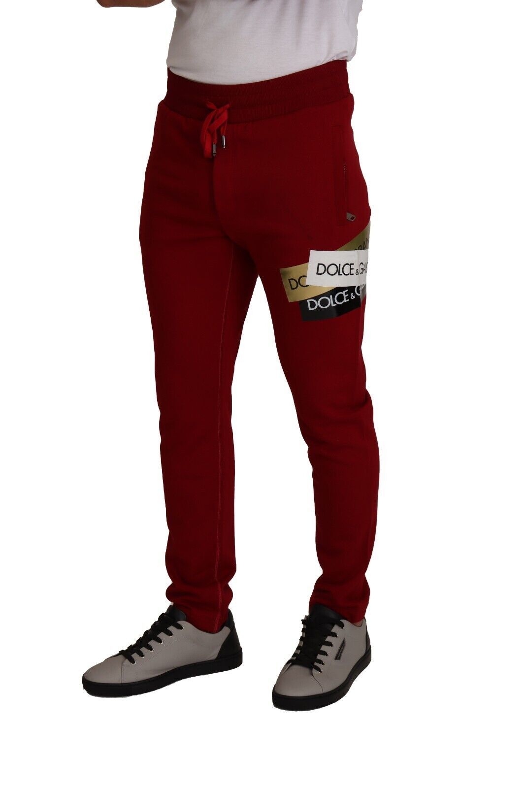 Dolce & Gabbana Elegante Rode Joggingbroek met Trekkoordsluiting