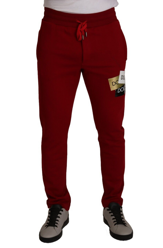 Dolce & Gabbana Elegante Rode Joggingbroek met Trekkoordsluiting