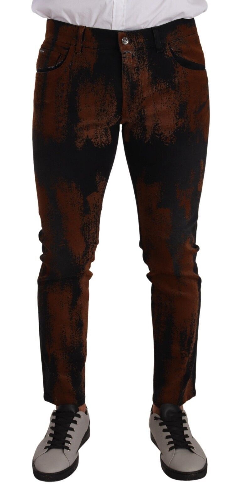 Dolce & Gabbana Chic Zwart Bruin Tie-Dye Slim Fit Jeans