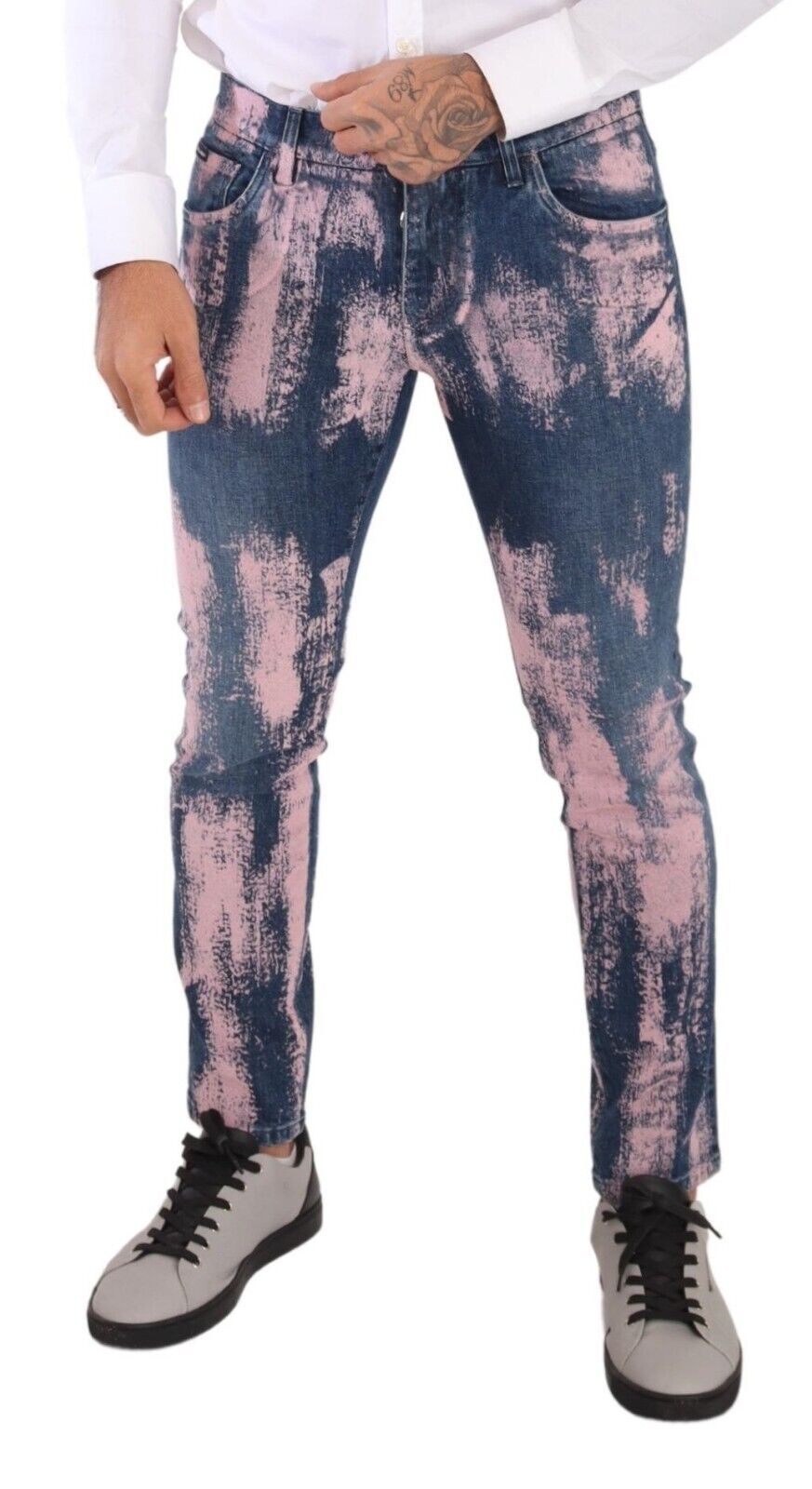 Dolce & Gabbana Elegante Skinny Slim Fit Denim Jeans in Tie Dye