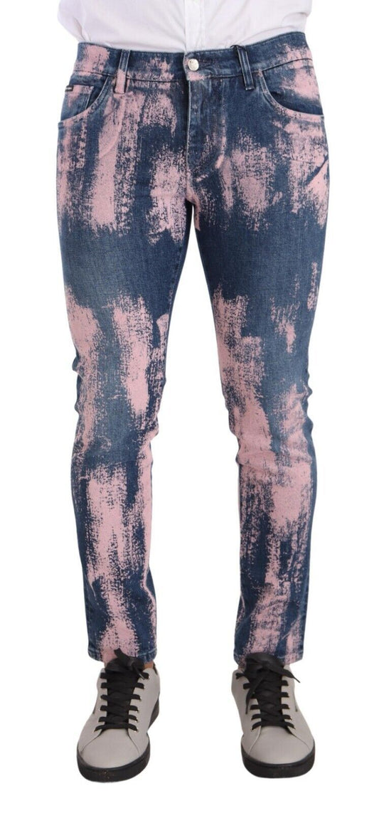 Dolce & Gabbana Elegante Skinny Slim Fit Denim Jeans in Tie Dye