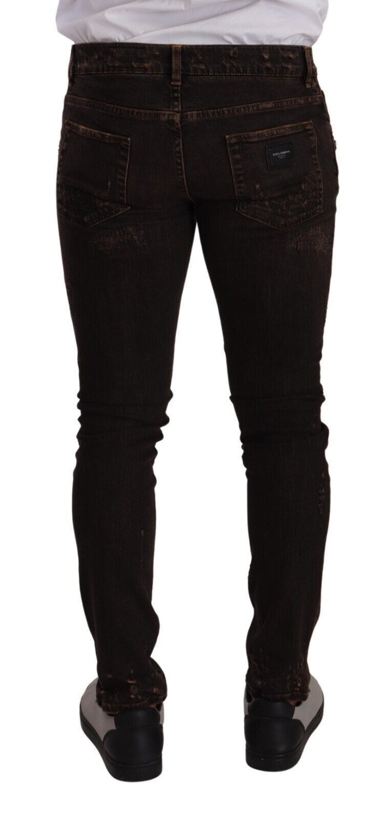 Dolce & Gabbana Slim Fit Versleten Skinny Denim Jeans