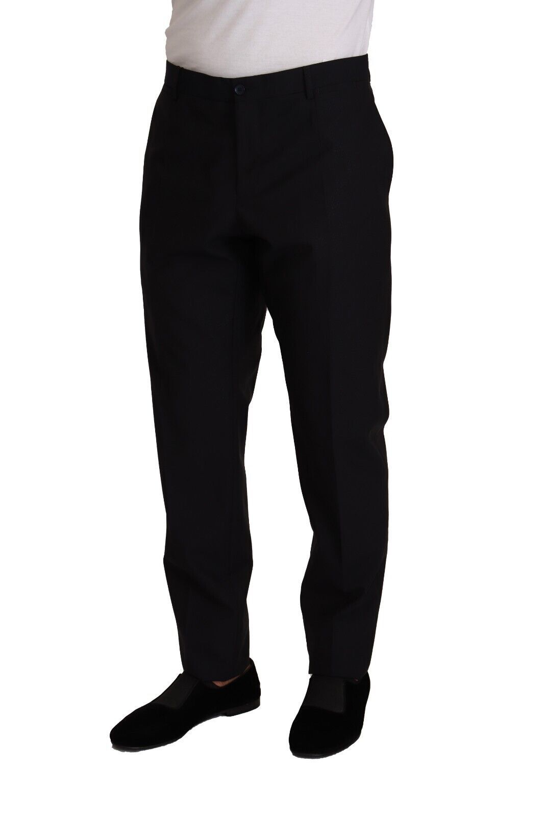 Dolce & Gabbana Elegante Donkerblauwe Wol Zijden Smoking Broek