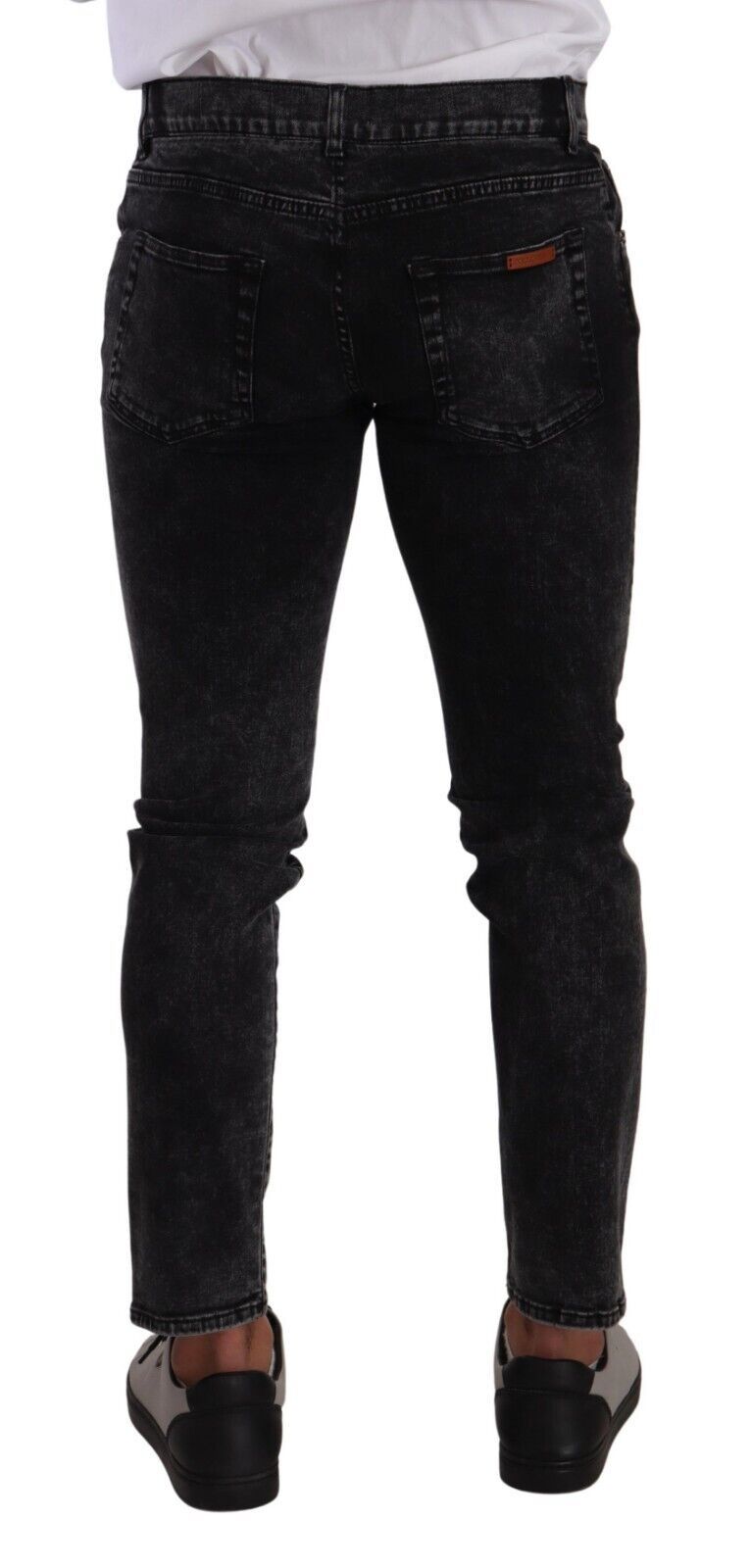 Dolce & Gabbana Strakke Slim-Fit Designer Jeans in Zwart Grijs