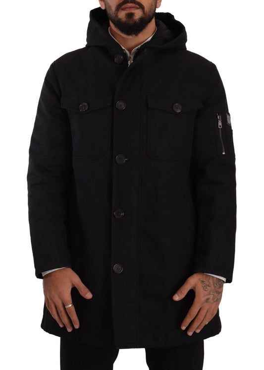 Dolce & Gabbana Elegante Zwarte Parka Capuchonjas