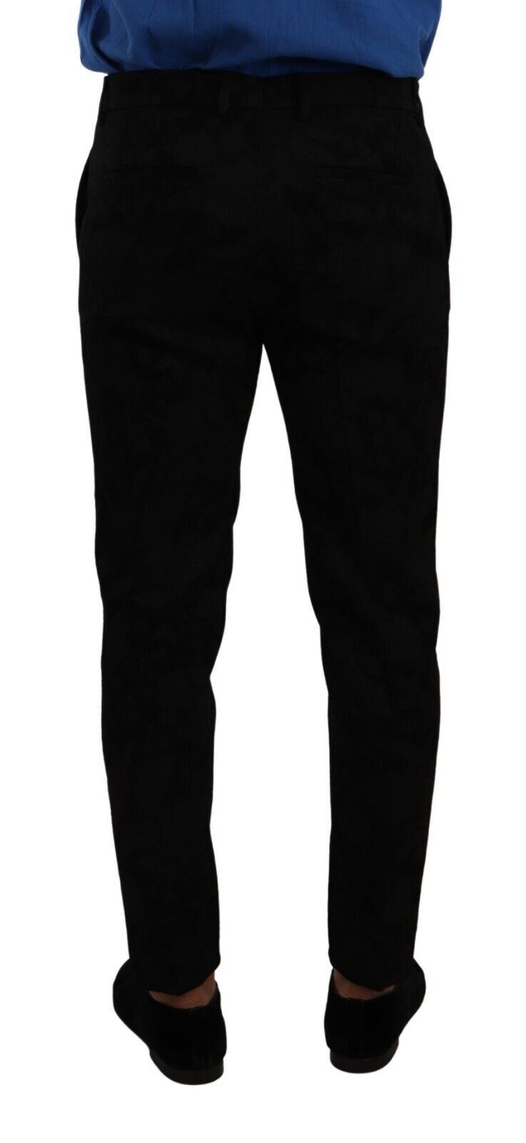 Dolce & Gabbana Elegante Slim Fit Dress Pantalon in Zwart Brokaat