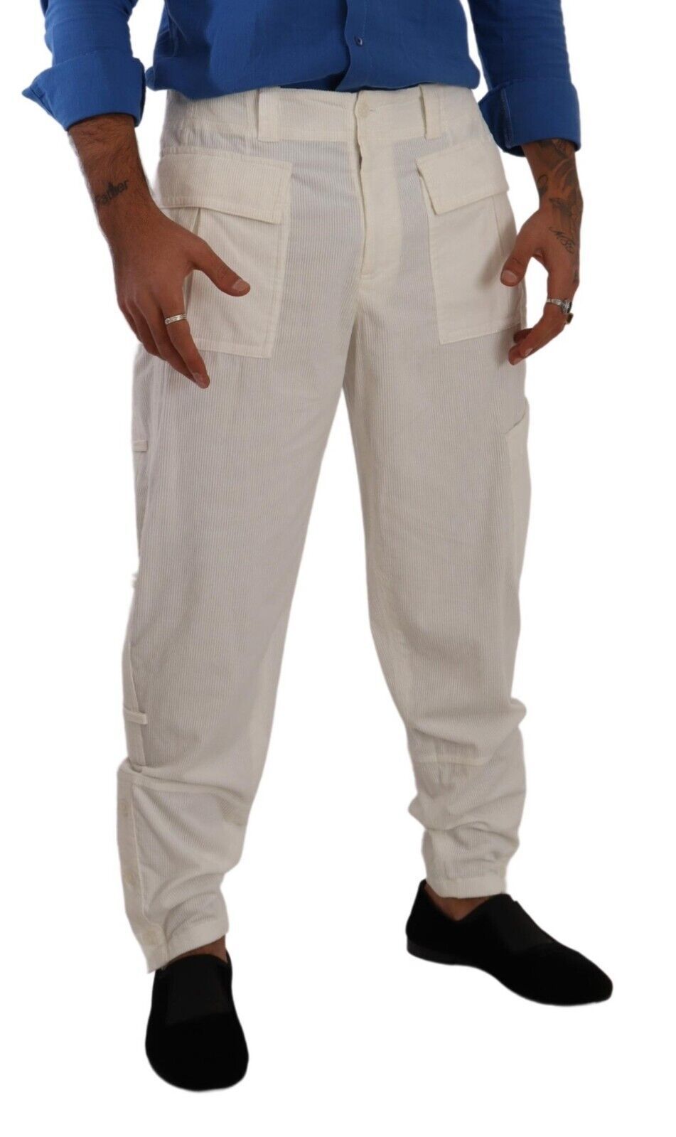 Dolce & Gabbana Elegante Off White Cargobroek - Normale pasvorm