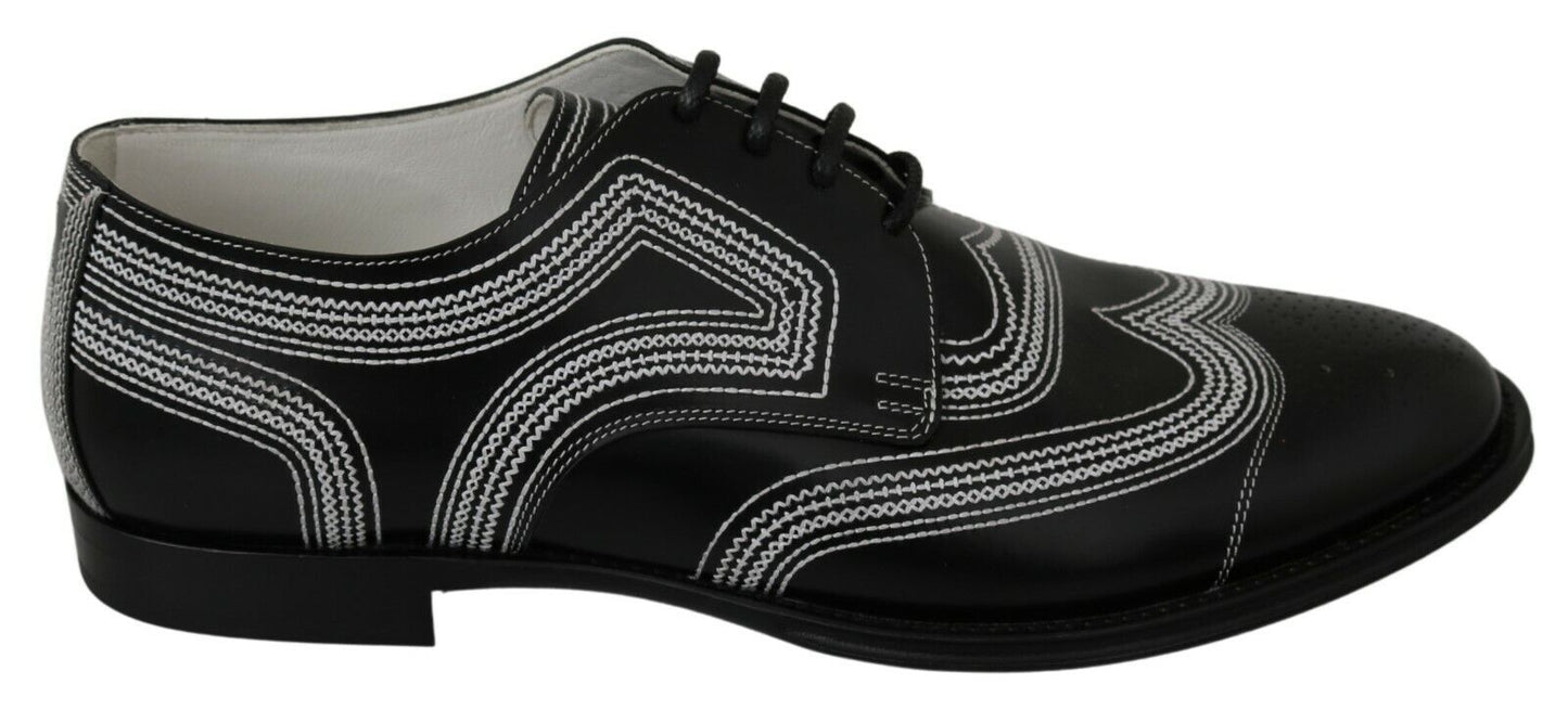 Dolce & Gabbana Elegante Zwart-Witte Derby Schoenen