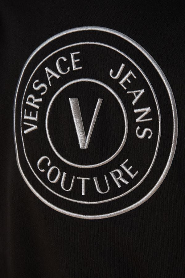 Versace Jeans Prachtige Zwarte Katoenen Sweatshirt Met Capuchon