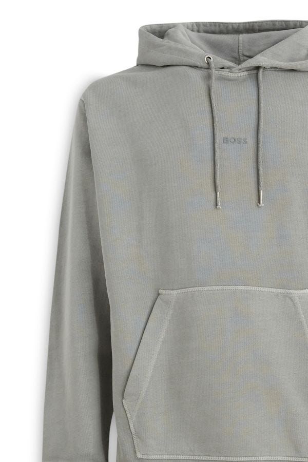 Hugo Boss Elegante Grijze Katoenen Capuchonsweater