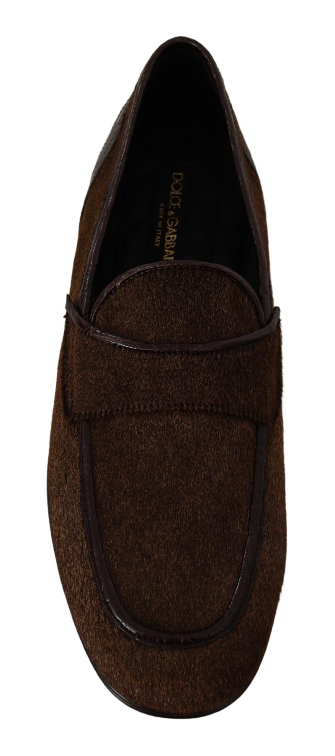 Dolce & Gabbana Elegante Bruine Caiman Leren Loafers