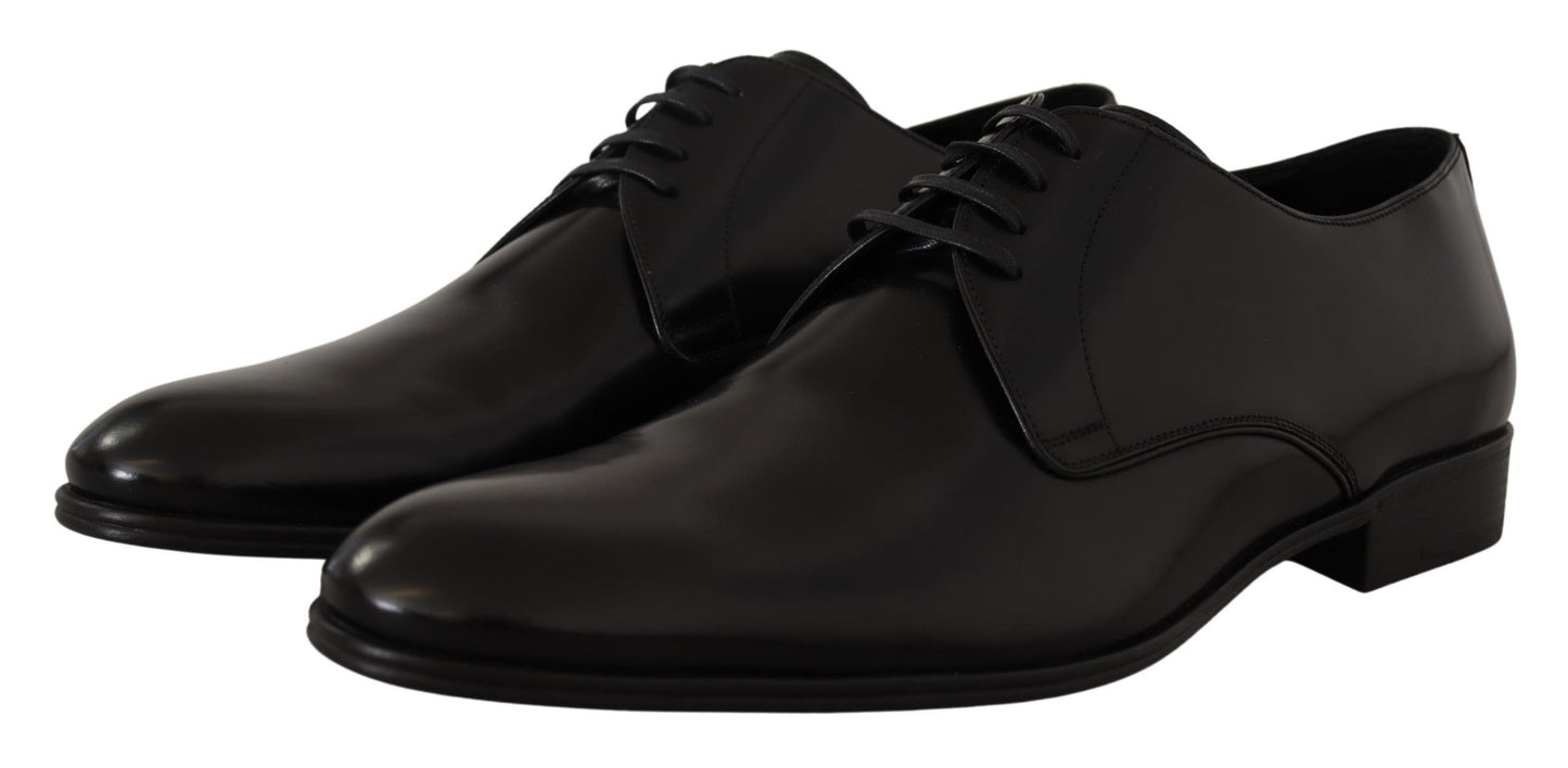 Dolce & Gabbana Elegante Zwarte Leren Derby Schoenen