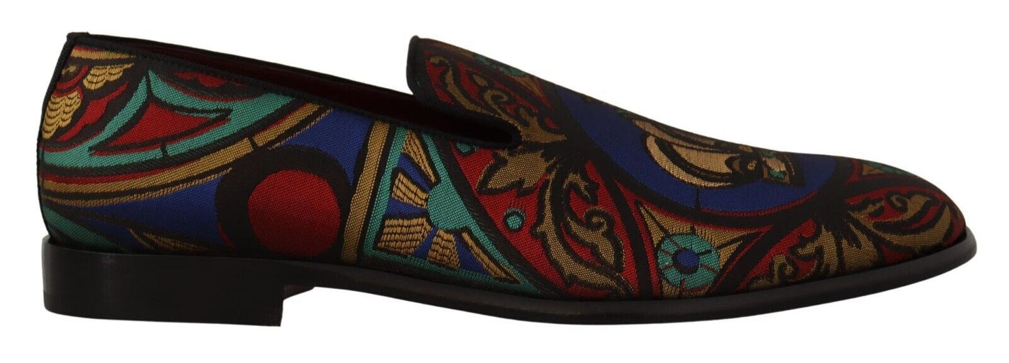 Dolce & Gabbana Multicolor Jacquard Slip-On Loafer Pantoffels