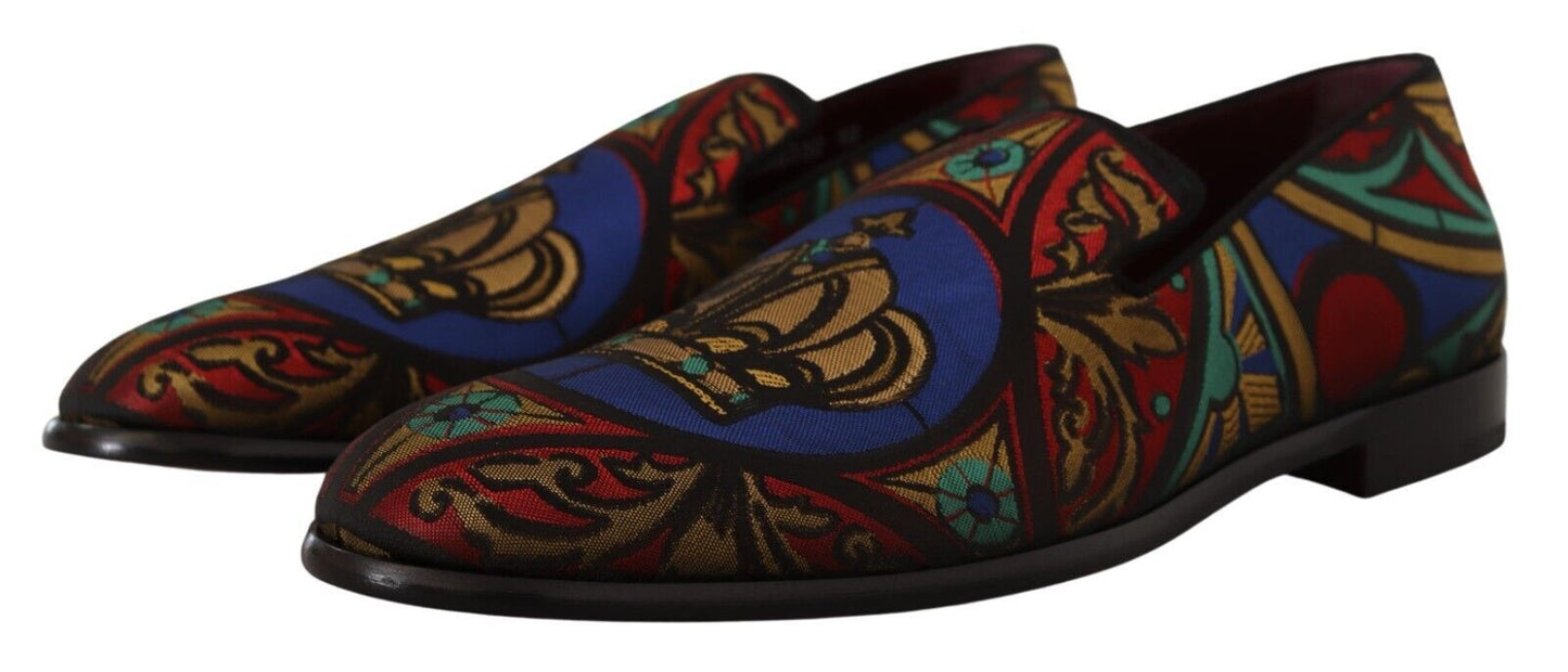 Dolce & Gabbana Multicolor Jacquard Slip-On Loafer Pantoffels