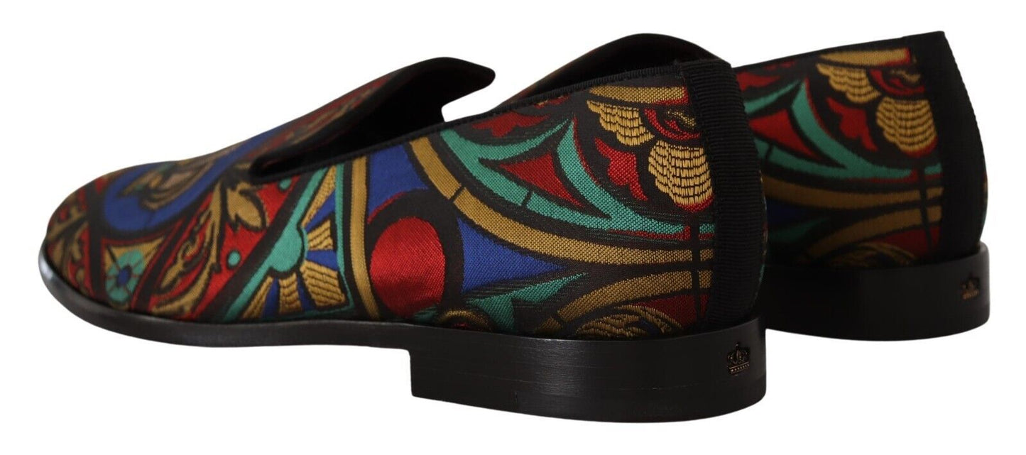 Dolce & Gabbana Multicolor Jacquard Slip-On Loafer Pantoffels