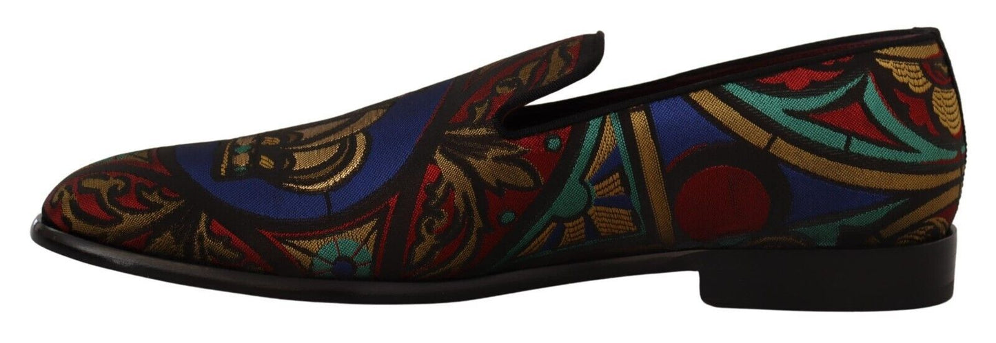 Dolce & Gabbana Multicolor Jacquard Slip-On Loafer Pantoffels