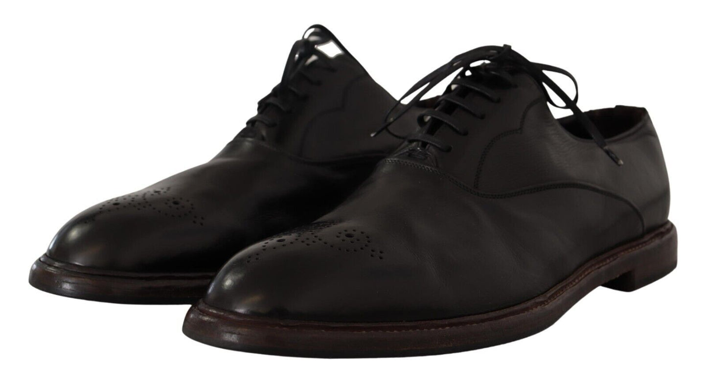 Dolce & Gabbana Elegante Zwarte Leren Derby Formele Schoenen