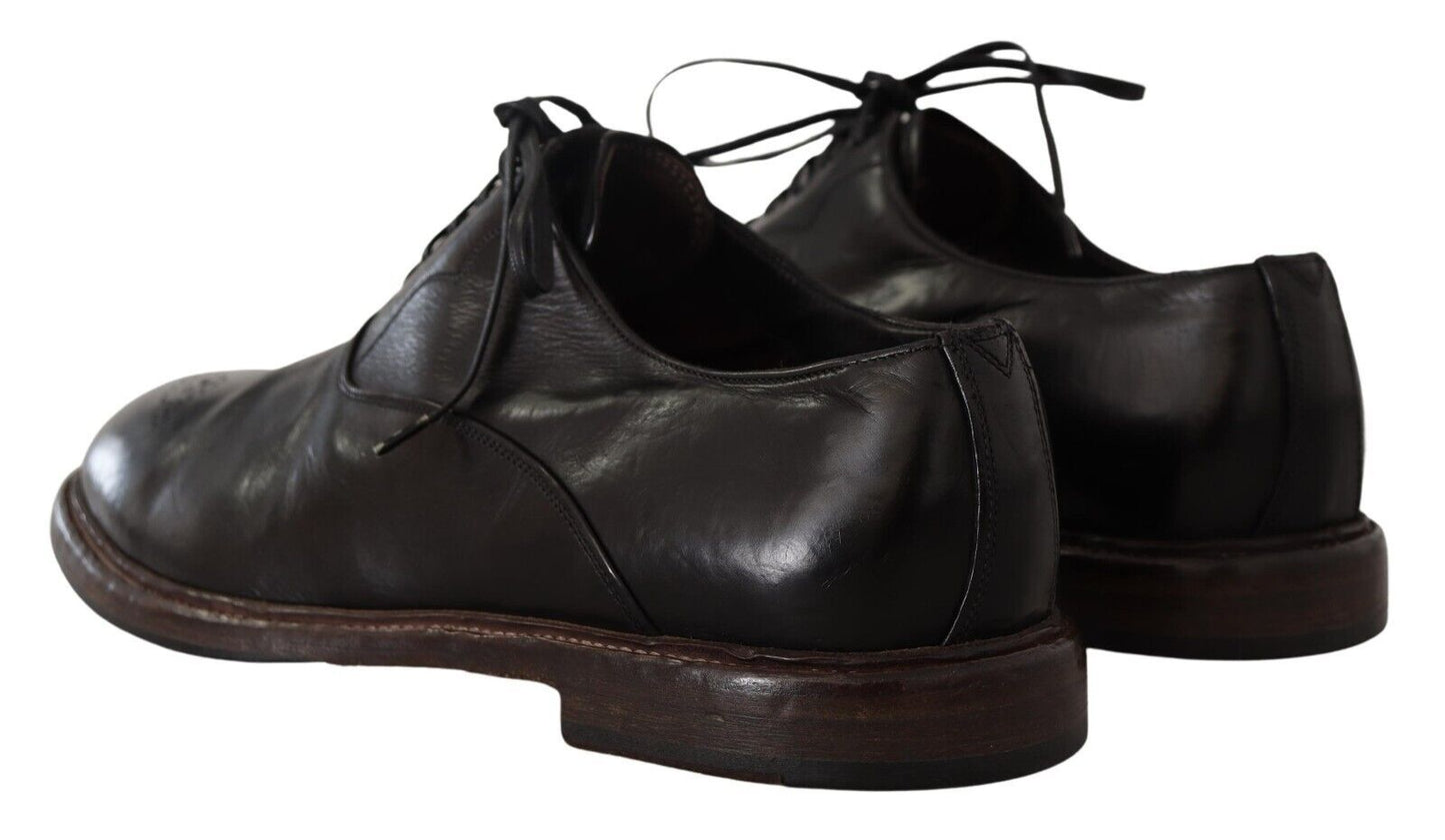 Dolce & Gabbana Elegante Zwarte Leren Derby Formele Schoenen