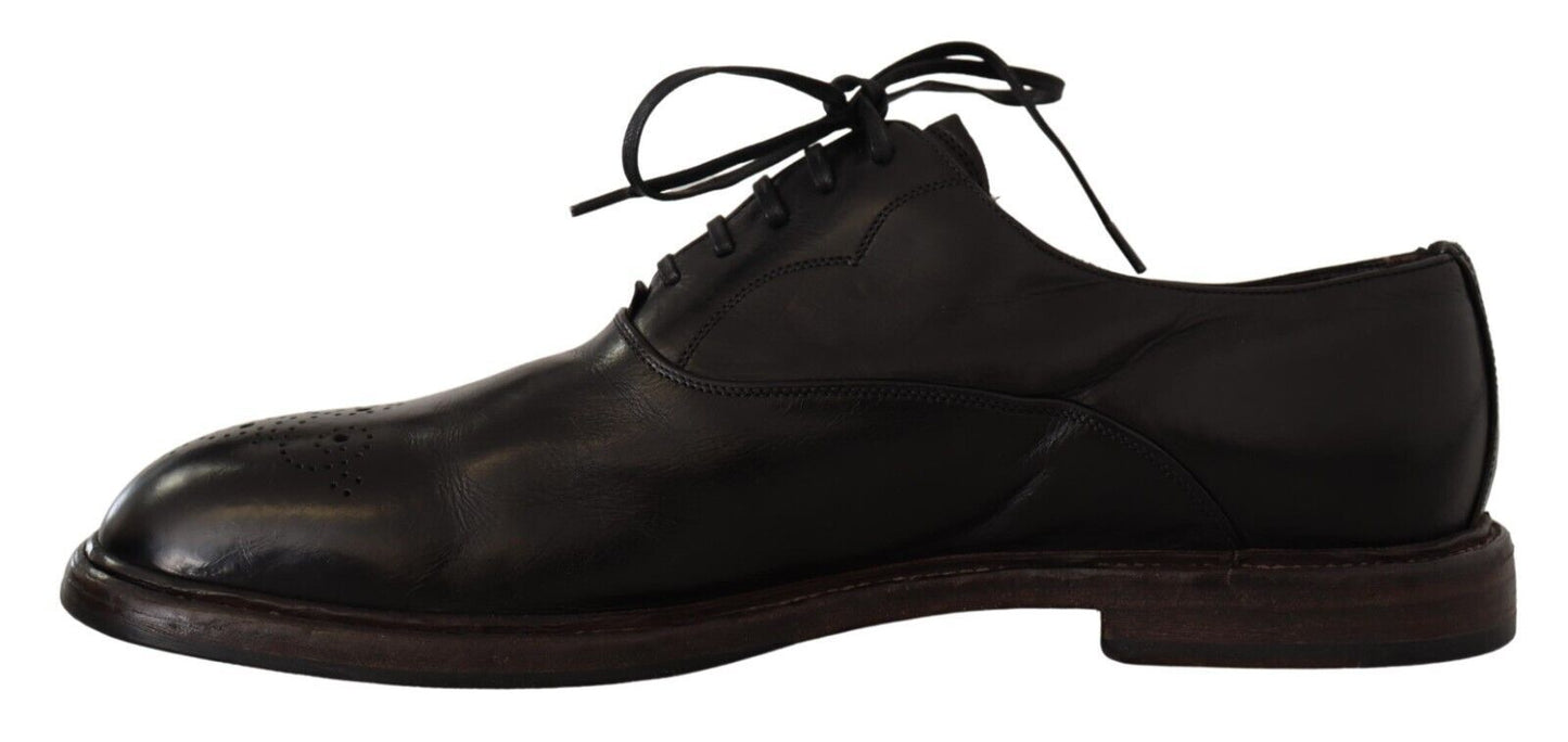 Dolce & Gabbana Elegante Zwarte Leren Derby Formele Schoenen