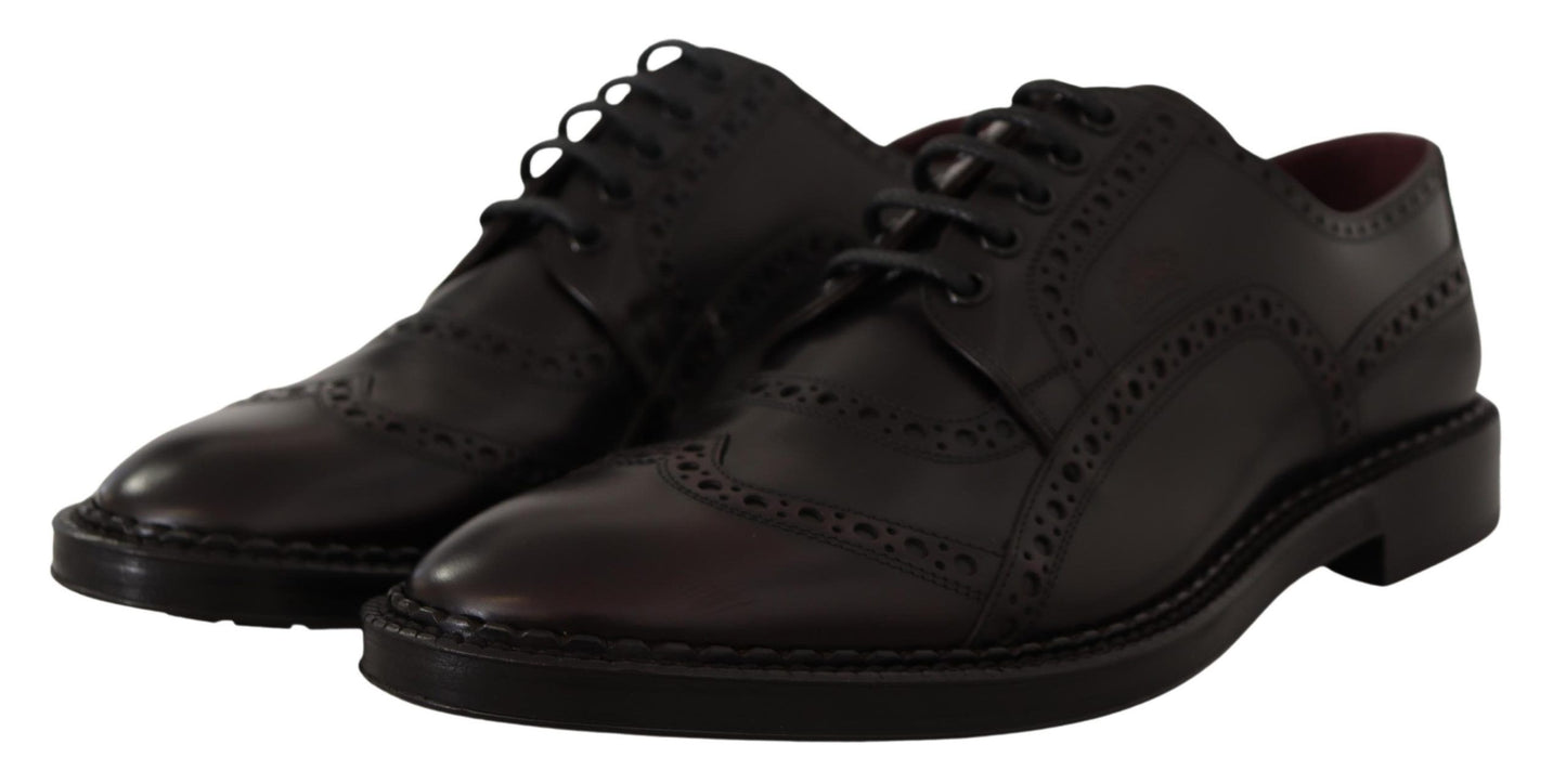 Dolce & Gabbana Elegante Paarse Leren Derby Formele Schoenen