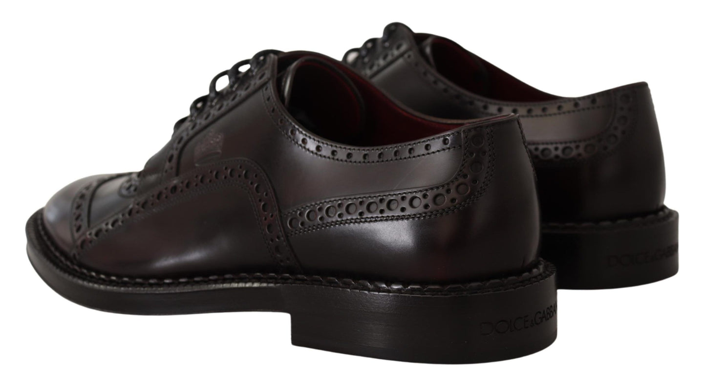 Dolce & Gabbana Elegante Paarse Leren Derby Formele Schoenen