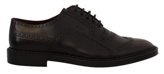 Dolce & Gabbana Elegante Paarse Leren Derby Formele Schoenen