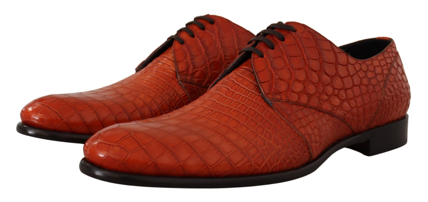 Dolce & Gabbana Exotic Orange Croc leren veterschoenen