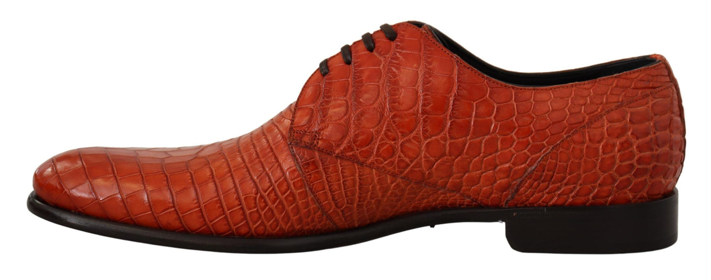 Dolce & Gabbana Exotic Orange Croc leren veterschoenen