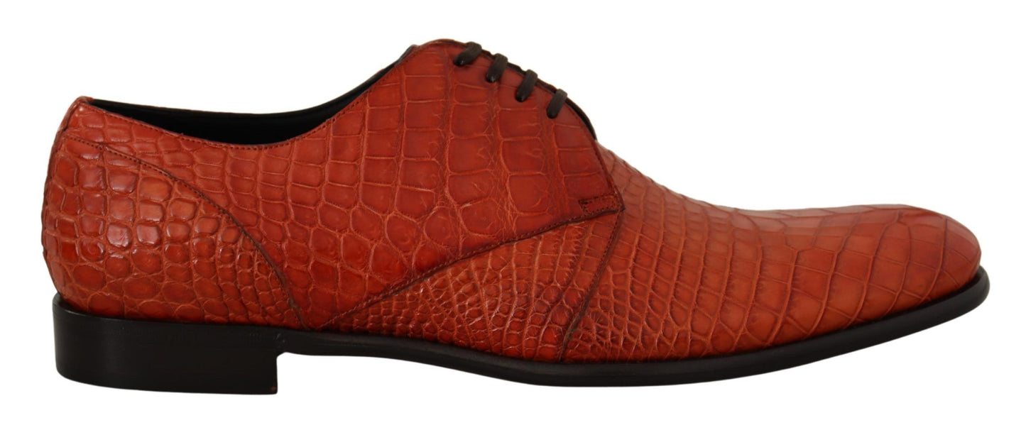 Dolce & Gabbana Exotic Orange Croc leren veterschoenen