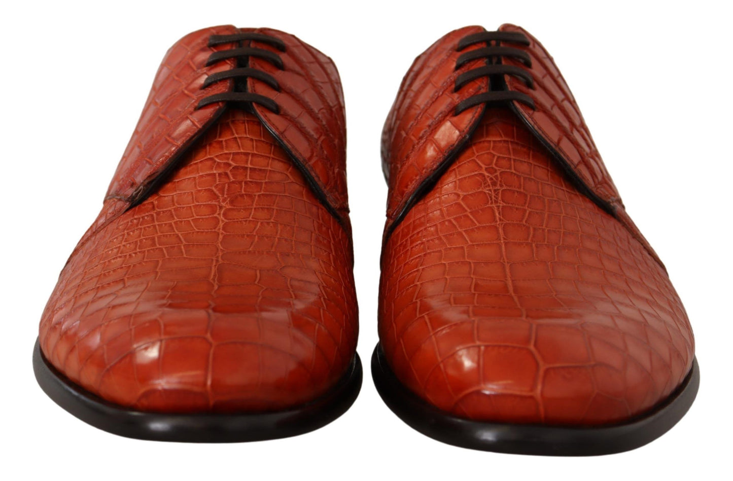 Dolce & Gabbana Exotic Orange Croc leren veterschoenen