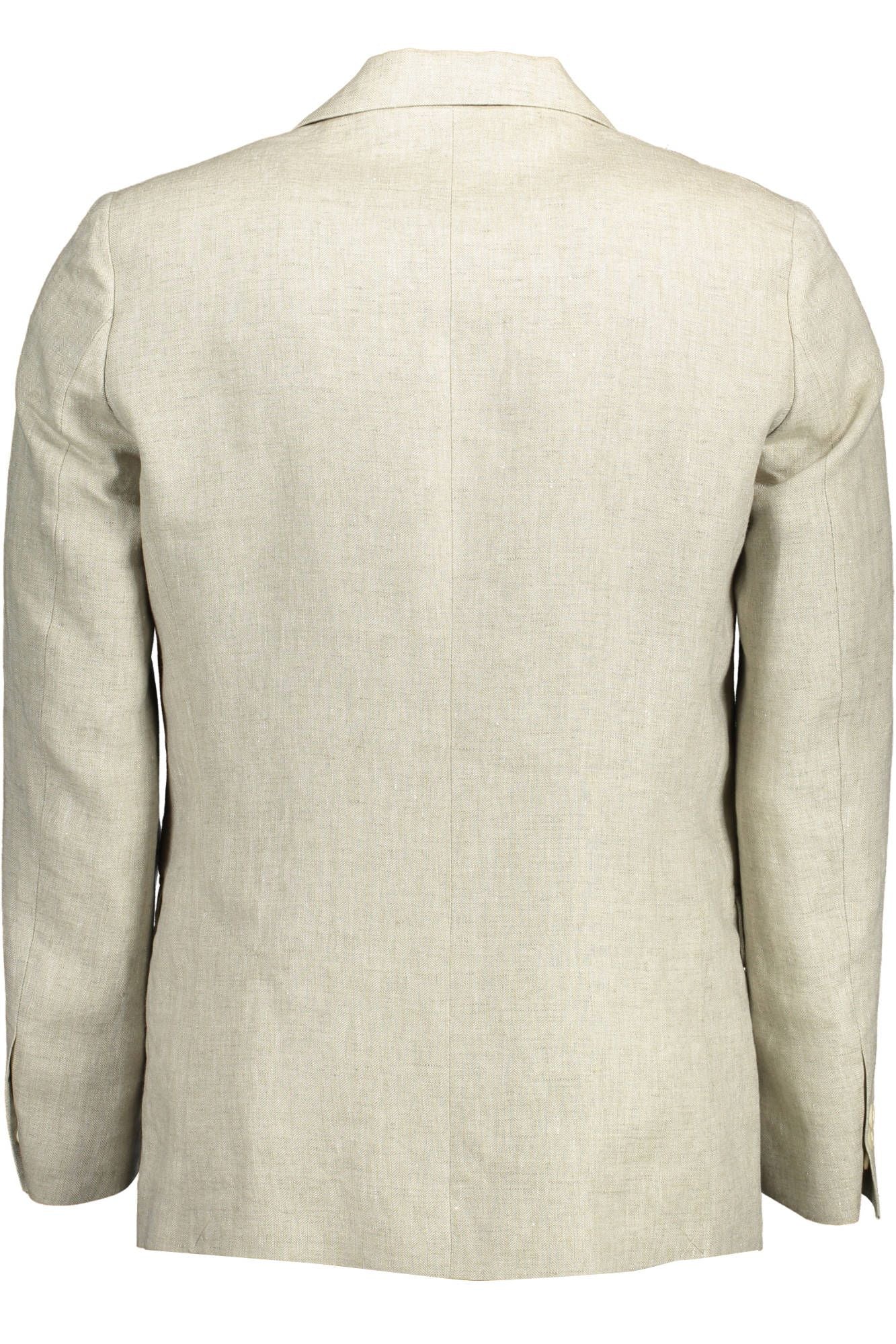 Gant Beige Linnen Klassieke Jas met Logo Details