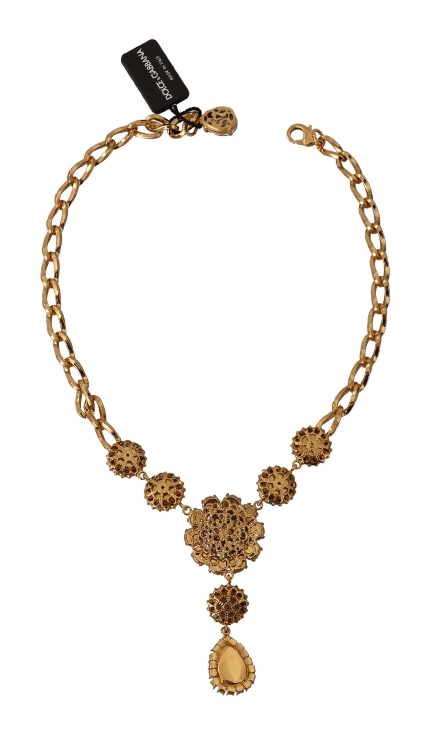 Dolce & Gabbana Elegante Bloemen Kristallen Statement Ketting