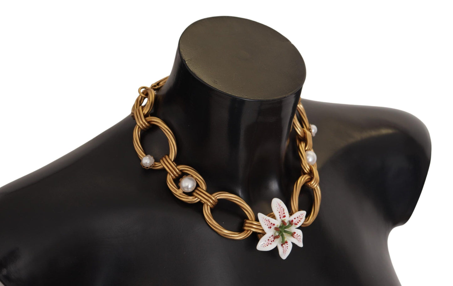 Dolce & Gabbana Elegante Gouden Lelie Bloem Hanger Ketting