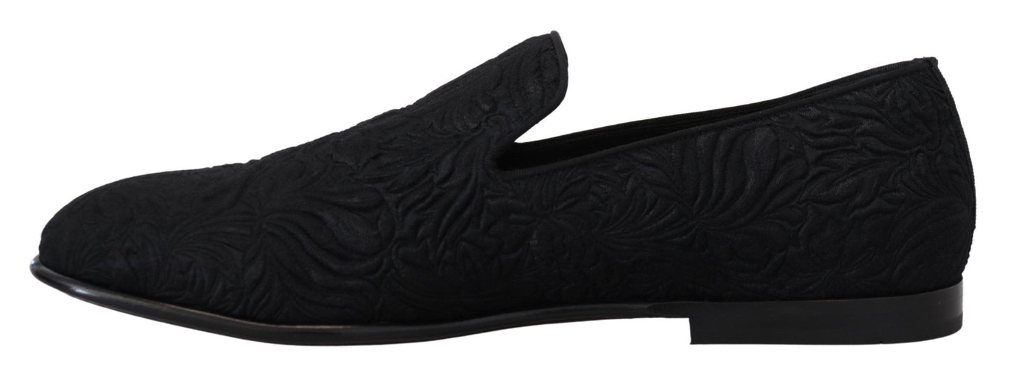 Dolce & Gabbana Elegante Jacquard Zwarte Loafers Instappers