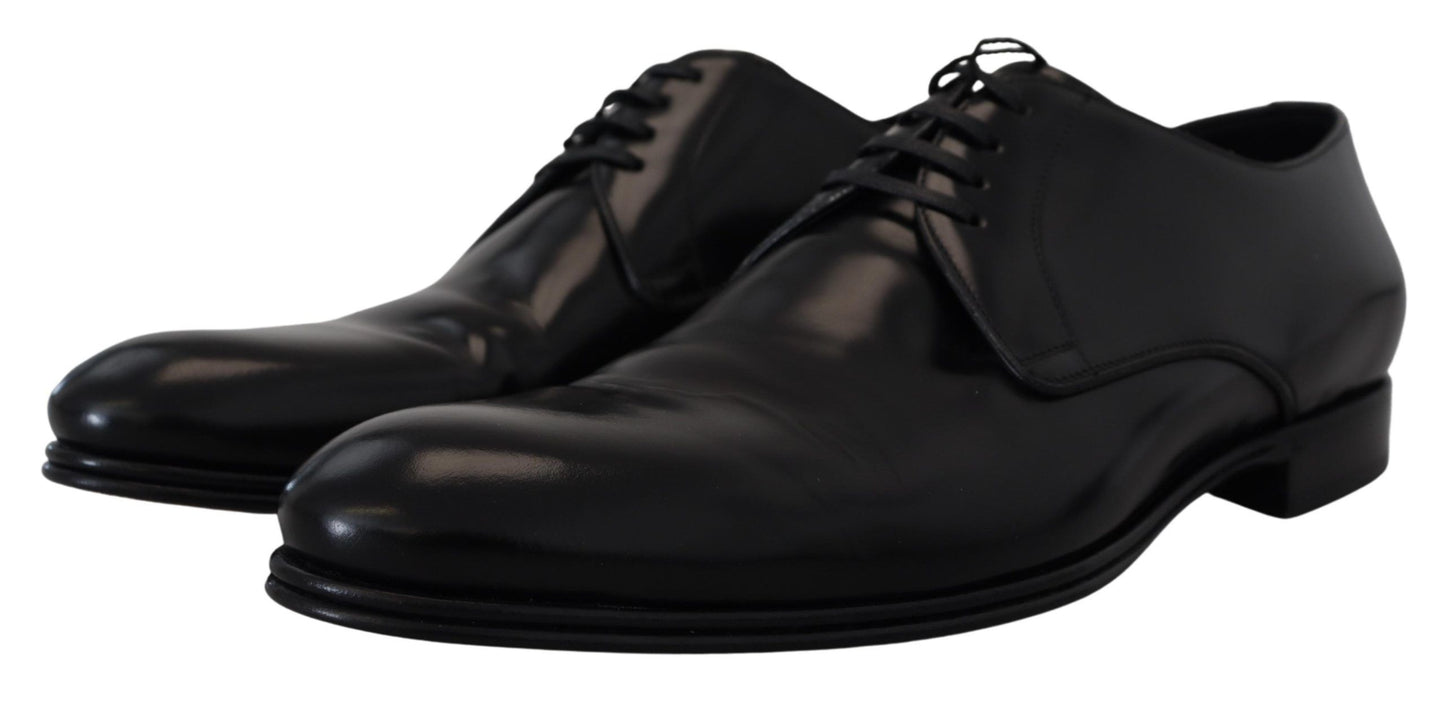 Dolce & Gabbana Elegante Zwarte Leren Derby Schoenen