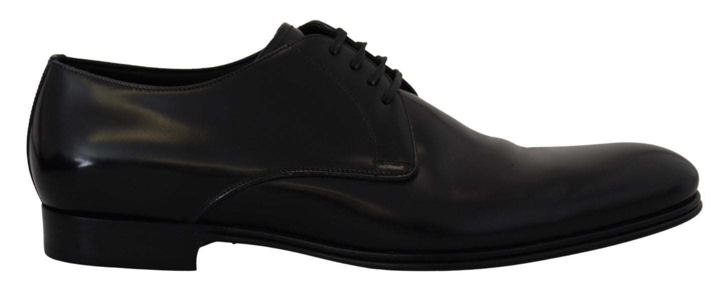 Dolce & Gabbana Elegante Zwarte Leren Derby Schoenen