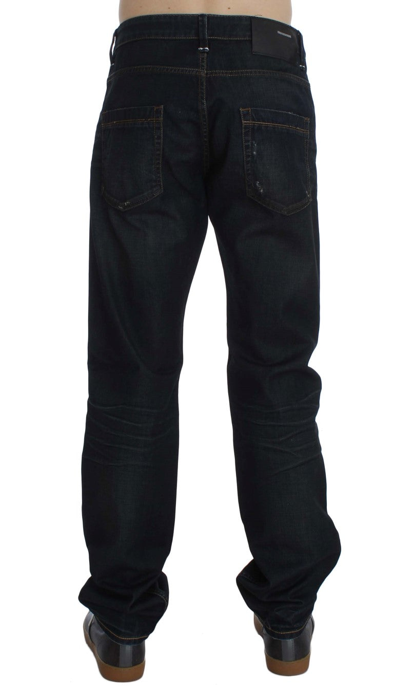 Acht Elegante Rechte Fit Donkerblauwe Jeans