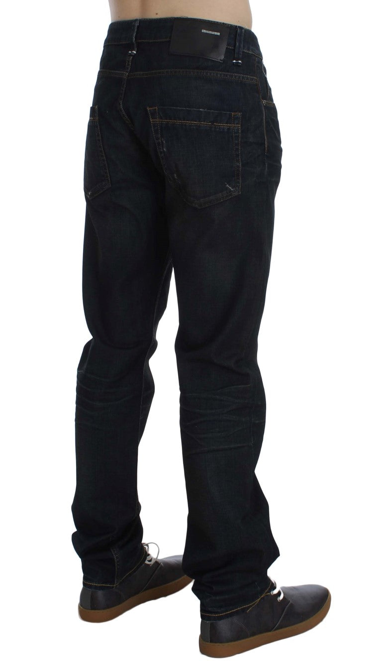 Acht Elegante Rechte Fit Donkerblauwe Jeans