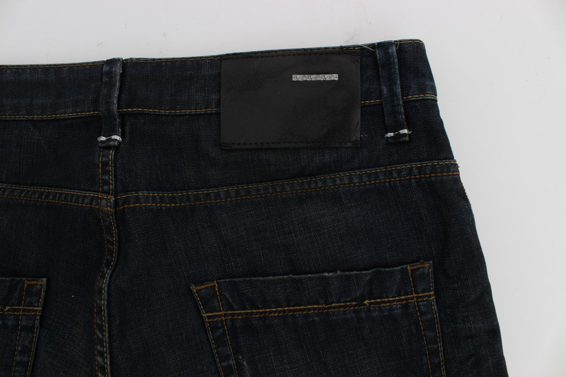 Acht Elegante Rechte Fit Donkerblauwe Jeans