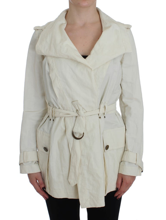 PLEIN SUD Elegante witte wikkeltrenchcoat