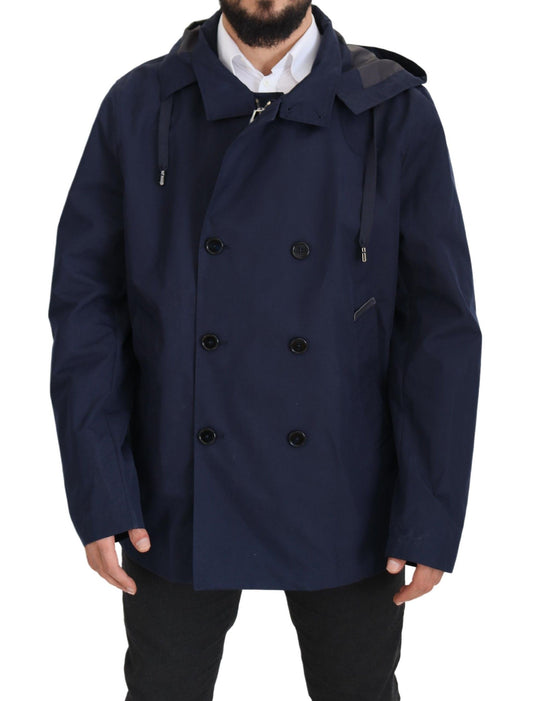 Dolce & Gabbana Elegante Dubbelrijs Blauwe Parka Jas