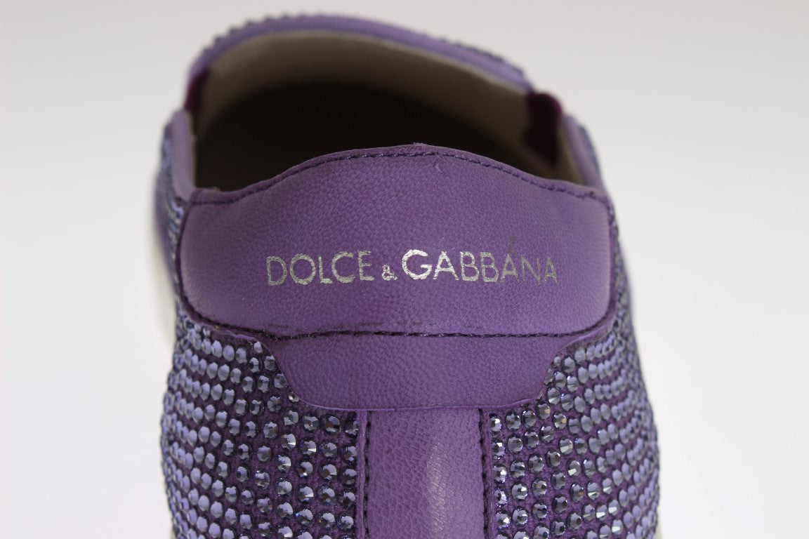 Dolce & Gabbana Elegante Paarse Strass Mode Sneakers