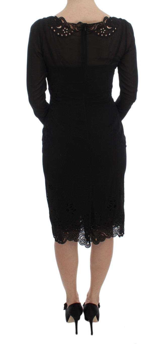 Dolce & Gabbana Elegant Black Floral Lace Sheath Dress