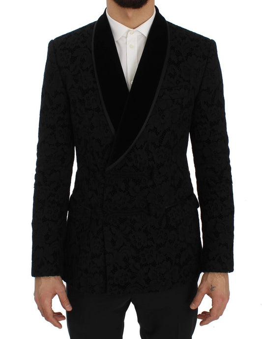 Dolce & Gabbana Elegante Slim Fit Zwarte Zijdenmix Blazer