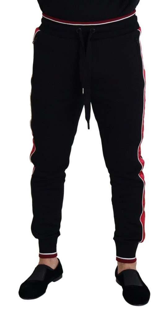 Dolce & Gabbana Elegante Zwarte Joggingbroek met Rode Details