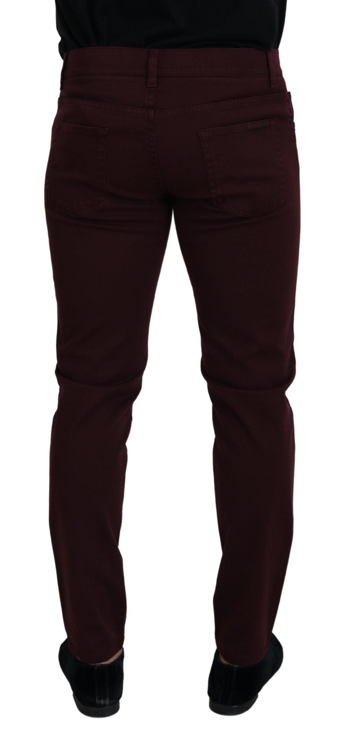 Dolce & Gabbana Slim Fit Bordeaux Jeans - Italiaanse luxe