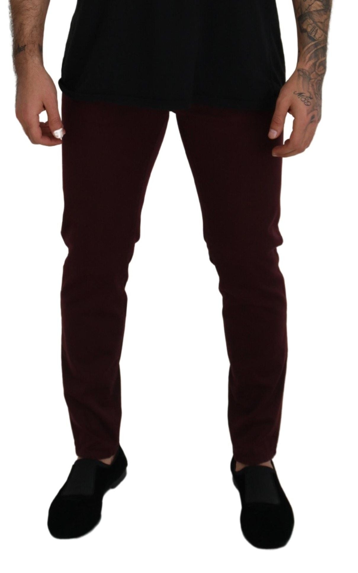 Dolce & Gabbana Slim Fit Bordeaux Jeans - Italiaanse luxe