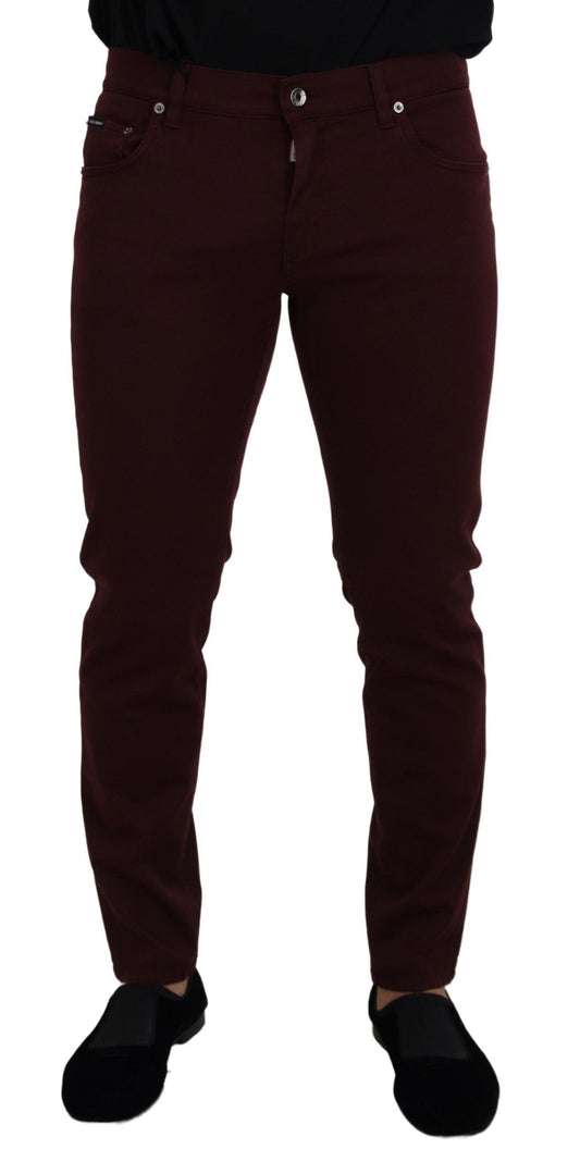 Dolce & Gabbana Slim Fit Bordeaux Jeans - Italiaanse luxe