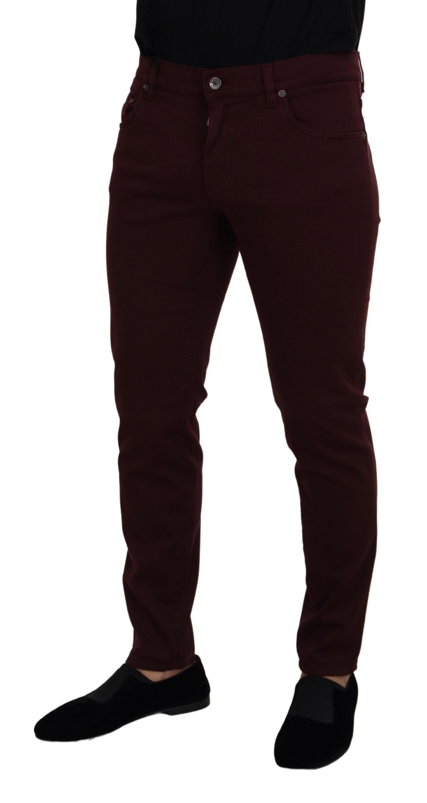 Dolce & Gabbana Slim Fit Bordeaux Jeans - Italiaanse luxe