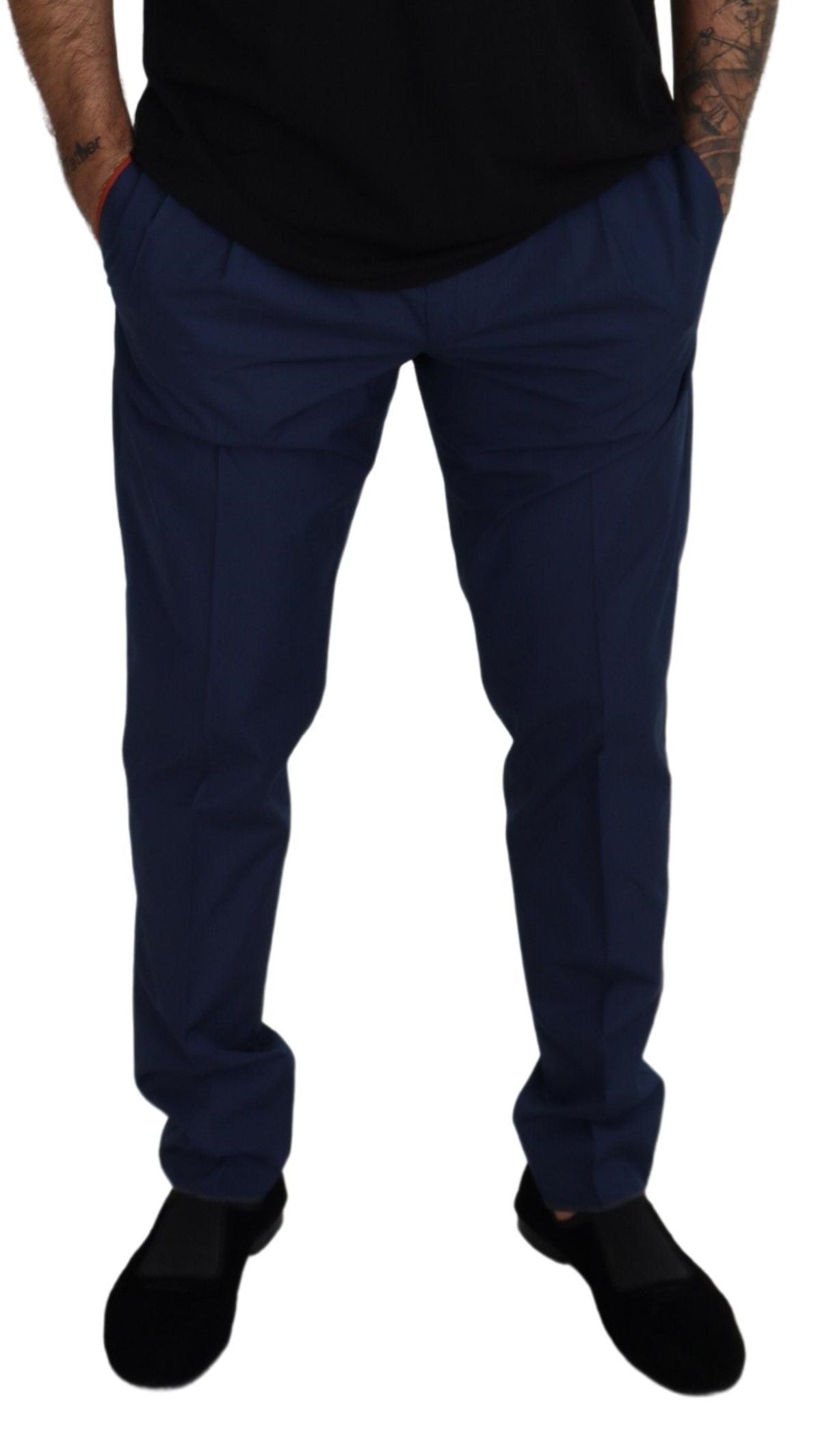 Dolce & Gabbana Elegante Slim Fit Chinos in Blauwe Zijdemix